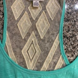 Aqua cotton/lace tank